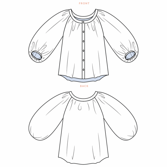 naaipatroon amalfi blouse tekening